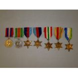 GROUP OF WORLD WAR TWO MEDALS INCLUDING 1939-45 STAR (2), AFRICA STAR, ATLANTIC STAR, ITALY STAR,