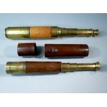 BRASS 3 DRAW TELESCOPE BY BROADHURST. CLARKSON & Co Ltd, 63 FARRINGDON RAOD, LONDON E.C., IN A