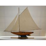 J-CLASS POND YACHT WITH STAND (SAIL: 89 cm x 109 cm, YACHT: 21 cm x 20 cm x 90.5 cm)