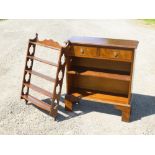 MAHOGANY OPEN BOOKCASE WITH TWO DRAWERS (85.5 cm x 76.5 cm x 28 cm) AND A MAHOGANY FINISH 5-TIER