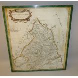 18th CENTURY MAP OF NORTHUMBERLAND, BY ROBT. MORDEN (41.5 cm x 36 cm)