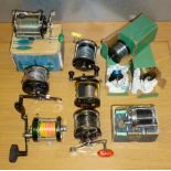 2 PENN SURFMASTER No's 100 AND 150 FISHING REELS, 5 OTHER FISHING REELS AND 3 PENN SPOOLS [10]