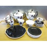 ROYAL ALBERT MASQUERADE PATTERN BONE CHINA TEA/COFFEE SET INCLUDING 1 x TEA POT, 1 x COFFEE POT, 7 x