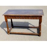 CHARLES II STYLE OAK SIDE TABLE WITH LATER STRETCHERS