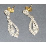 PAIR OF VICTORIAN DIAMOND PENDANT EARRINGS (DROP: 28 mm, W: 9 mm OVERALL) WEIGHT 3.0 grams