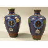 PAIR OF CLOISONNE MINIATURE VASES (H: 7.8 cm)