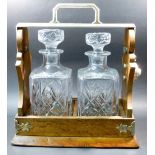 TANTALUS WITH 2 DECANTERS (32.5 cm x 30 cm x 16 cm)