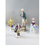 4 CONTINENTAL PORCELAIN FIGURINES (TALLEST H: 31 cm)