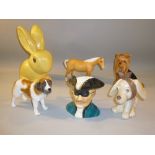 SYLVAC YELLOW BUNNY (H: 23 cm), TOOTHACHE DOG (3183), YORKSHIRE TERRIER (5027) AND DICK TURPIN JUG