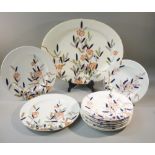 CETEM WARE AND WEDGWOOD MEAT DISHES, WEDGWOOD 3143 MEAT DISH WITH 8 SIDE PLATES AND 2 LARGER PLATES,