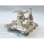 LATE C19th DUTCH SILVER CHAMBER STICK WITH DETACHABLE SCONCE AND SNUFFER, IMPORT MARKS SAMUEL