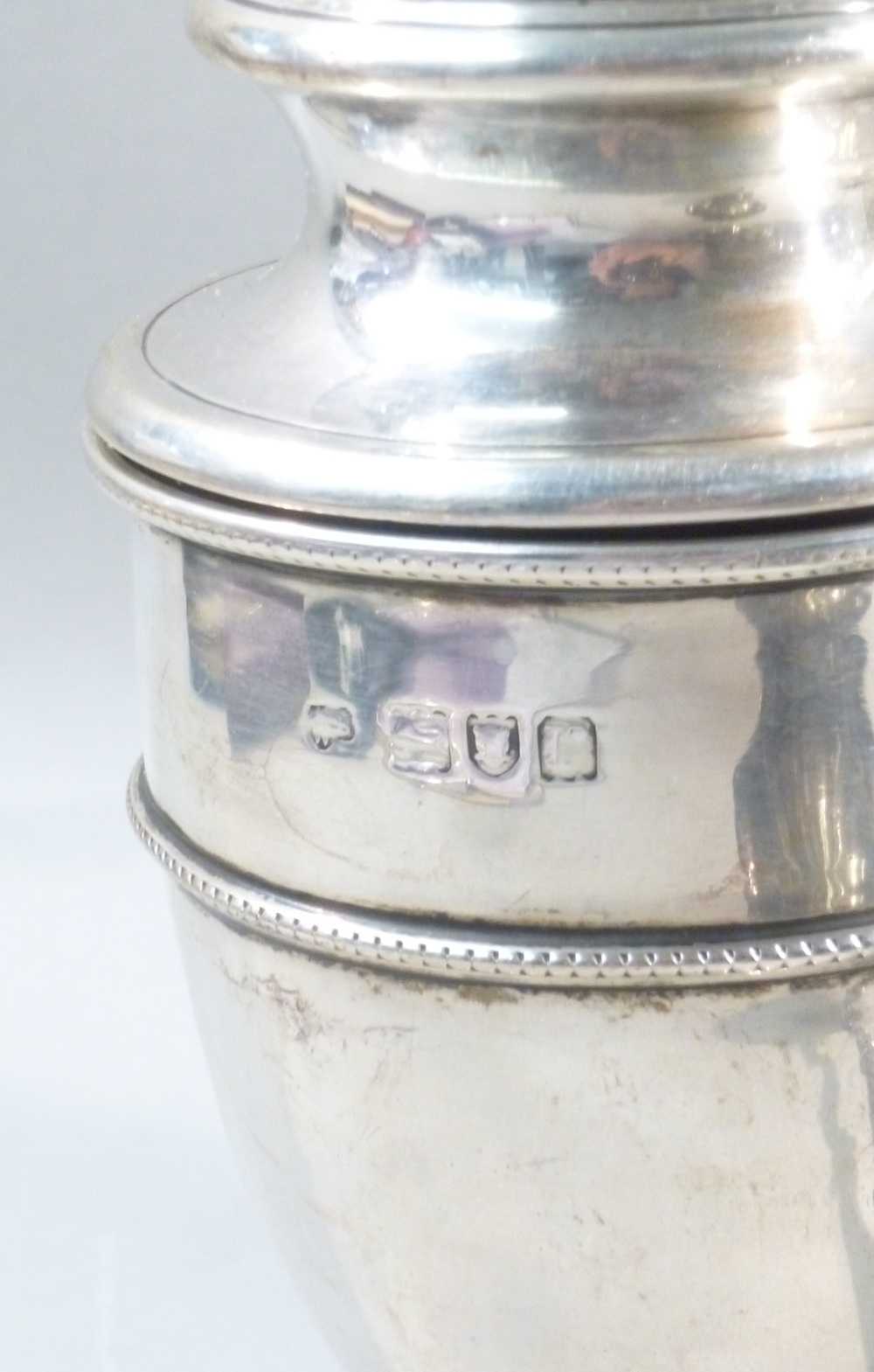 HARRODS LTD SILVER SUGAR SIFTER BY RICHARD BURBIDGE, LONDON 1912, SILVER PUNCH LADLE BY PHILIP - Image 2 of 9