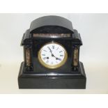 EARLY C20th MANTLE CLOCK WITH A CIRCULAR DIAL ENCLOSING A FRENCH EIGHT DAY STRIKING MOVEMENT, IN A