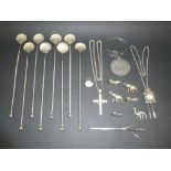 QUANTITY OF MIXED SILVER AND WHITE METAL INCLUDING JEWELLERY AND SPOONS