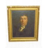 EARLY C19th ENGLISH SCHOOL, PORTRAIT OF A NAVAL OFFICER WEARING A WHITE CRAVAT, HALF LENGTH, O.O.C.