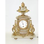 LATE C19th FRENCH MANTEL TIMEPIECE WITH A WHITE CIRCULAR DIAL ENCLOSING AN EIGHT DAY MOVEMENT, IN