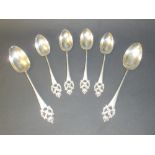 SIX SILVER SPOONS WITH 8th (SCOTTISH) VOLUNTEER BATTALION KING'S INSIGNIA TO FINIAL (LIVERPOOL