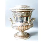 REGENCY OLD SHEFFIELD PLATE TWIN HANDLED WINE COOLER WITH COLLAR AND LINER BY MATTHEW BOULTON