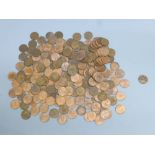 A LARGE QUANTITY OF COINS INCLUDING OVER 240 ELIZABETH II 1/2d's, OVER 250 IRISH 1d AND BRITISH 1d