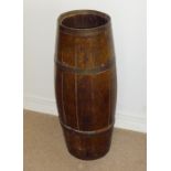 BRASS BOUND OAK BARREL STICK STAND (H: 68 cm)