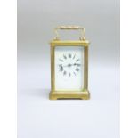 EARLY C20th CARRIAGE TIMEPIECE WITH A WHITE ENAMELLED DIAL INSCRIBED 'Z. BARRACLOUGH & SON'