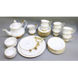 ROYAL ALBERT 'VAL D'OR' BONE CHINA TEASET COMPRISING TEAPOT, MILK JUG, SUGAR BOWL, SLOP BOWL,