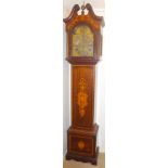 LATE VICTORIAN LONGCASE CLOCK WITH A GILT BRASS DIAL, SILVERED CHAPTER RING WITH BLACK ROMAN