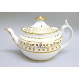 REGENCY BONE CHINA OVAL TEAPOT WITH GILT DECORATION, COVER AND STAND, SUCRIER WITH COVER AND A