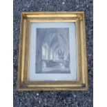 ENGLISH SCHOOL, CATHEDRAL INTERIOR, COLOUR PRINT (38.5 cm x 28 cm) AND FIVE OTHER PICTURES [6]