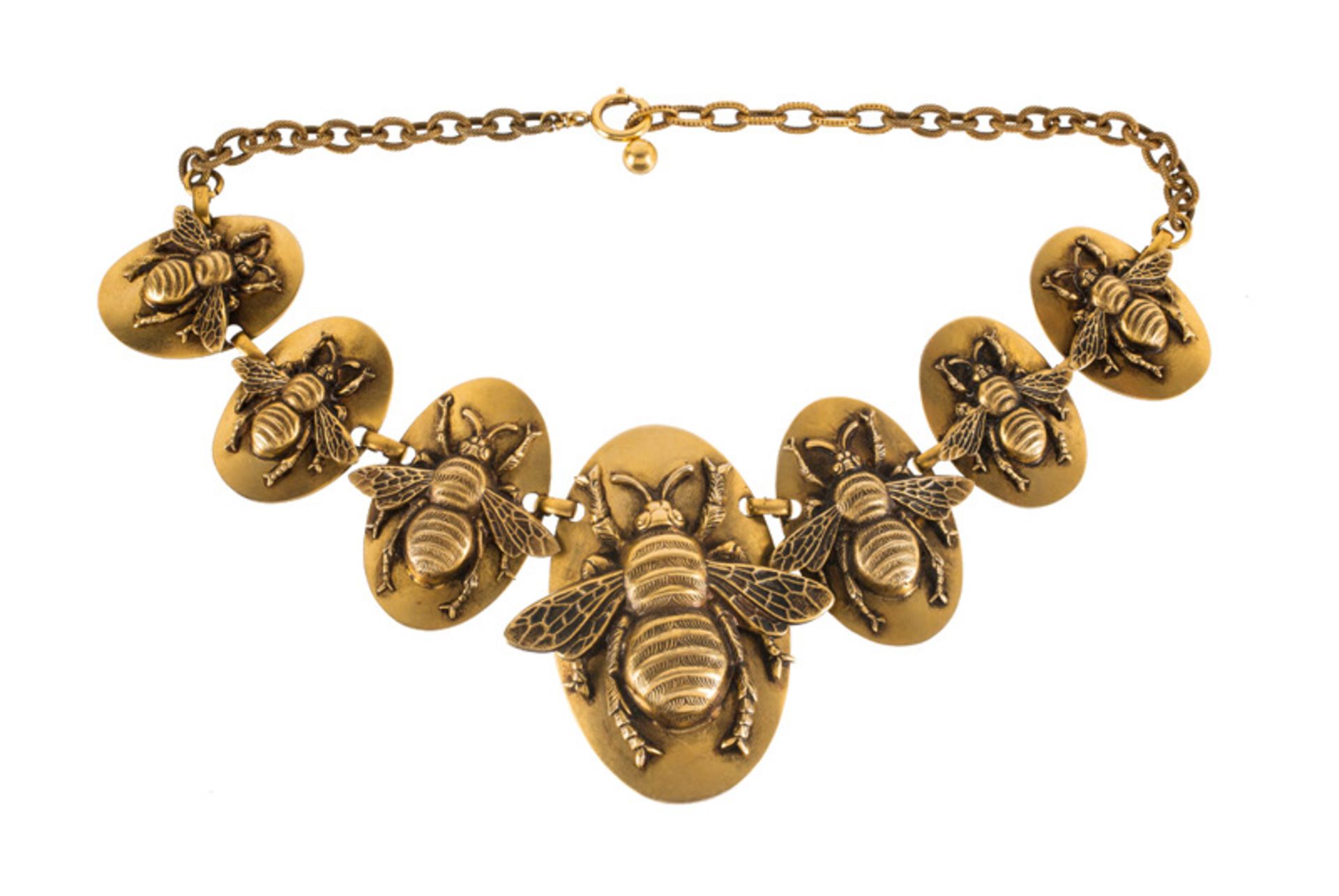 A Joseff Hollywood goldtone necklace with bee's. Signed Joseff. L. 48 cm. Good condition. - Image 2 of 2