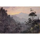 Willem Jan Pieter van der Does (1889-1966), 'Sunset in the mountains', signed lower right, canvas on