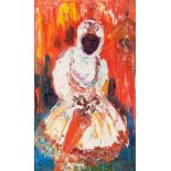 Hasan Djaafar (1919-1995), 'Ethiopean woman', signed lower right, canvas, 85 x 52 cm.
