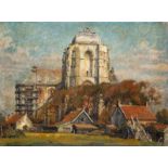 Willem Gerard Hofker (1902-1981), 'View of Veere Cathedral, Zeeland', signed and dated 1947 lower