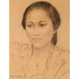 Attributed to Raden Basoeki Abdullah (1915-1993), 'Portrait of a Javanese woman', signed and