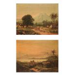 Two early oleographic reproductions on canvas, ca. 1900. One of them is after Abraham Salm (1801-