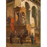 Gerard Pieter Adolfs (1898-1968), 'Book market near an Italian church, possibly Genua', signed and