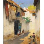 Gerard Pieter Adolfs (1898-1968), 'Kampong street', signed lower left, verso dated '57, canvas, 60 x