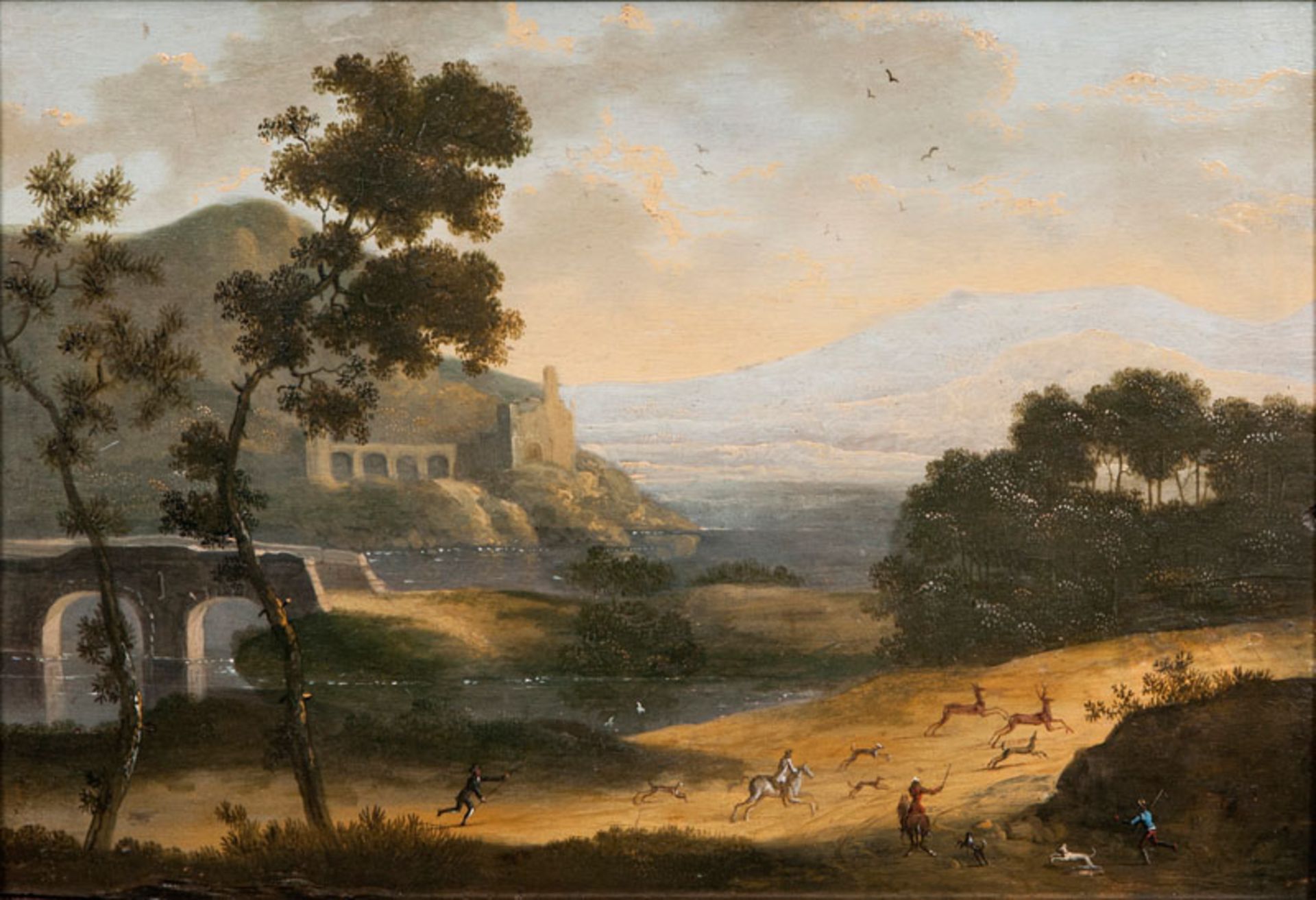 Moucheron, Frederik de (Emden 1633 - Amsterdam 1686), follower Deer Hunt by a River 1st half 18th