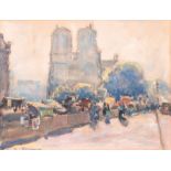 Wagner, Hermann Edouard (Konstantinopel 1894 - 1963) Quai des Bouqinistes with Notre Dame in Paris