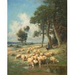 Clair, Charles (Mars-sur-Allier 1860 - Alfortville 1930) Extensive Landscape with Sheep Oil/