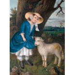 Beslay, G. active mid 19th cent. Little Shepherdess with Buck Oil/canvas, 112 x 88 cm, lo. le. sign.