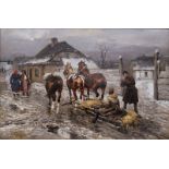 Kleczynski, Bohdan von (Dubno 1851 - Krakau 1920) Ready for Departure 1883, oil/wood, 49,5 x 75