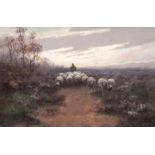 Cox, Cornelis (Batavia (Java) 1875 - Laren 1956) Shepherd with Flock, Dusk Pastel, 29,5 x 45 cm, lo.