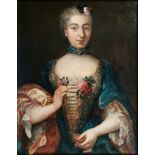 Deutscher Meister active mid 18th cent. Portrait of a Lady Ca. 1750, oil/canvas, 81,5 x 65 cm, rest.