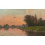 Delpy, Hippolyte Camille (Joigny 1841 - Paris 1910) Evening by the Oise Oil/canvas, 60 x 100,5 cm,