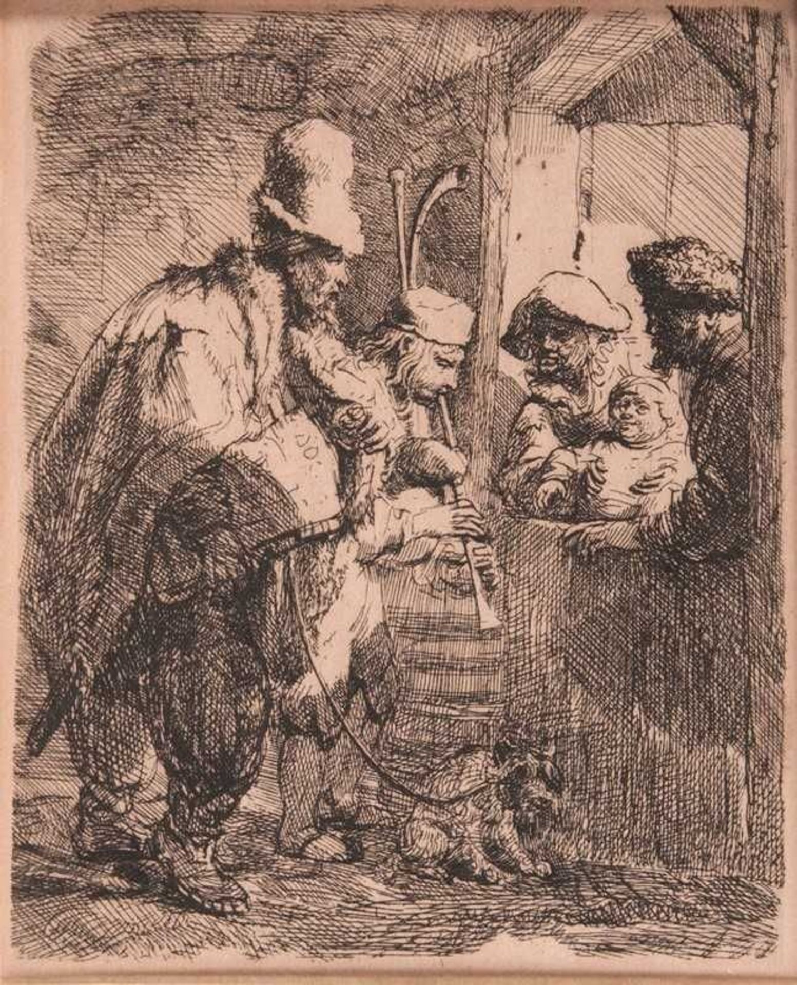 Rembrandt Harmenszoon van Rijn (Leiden 1606 - Amsterdam 1669) Die wandernde Musikanten Radierung, 14
