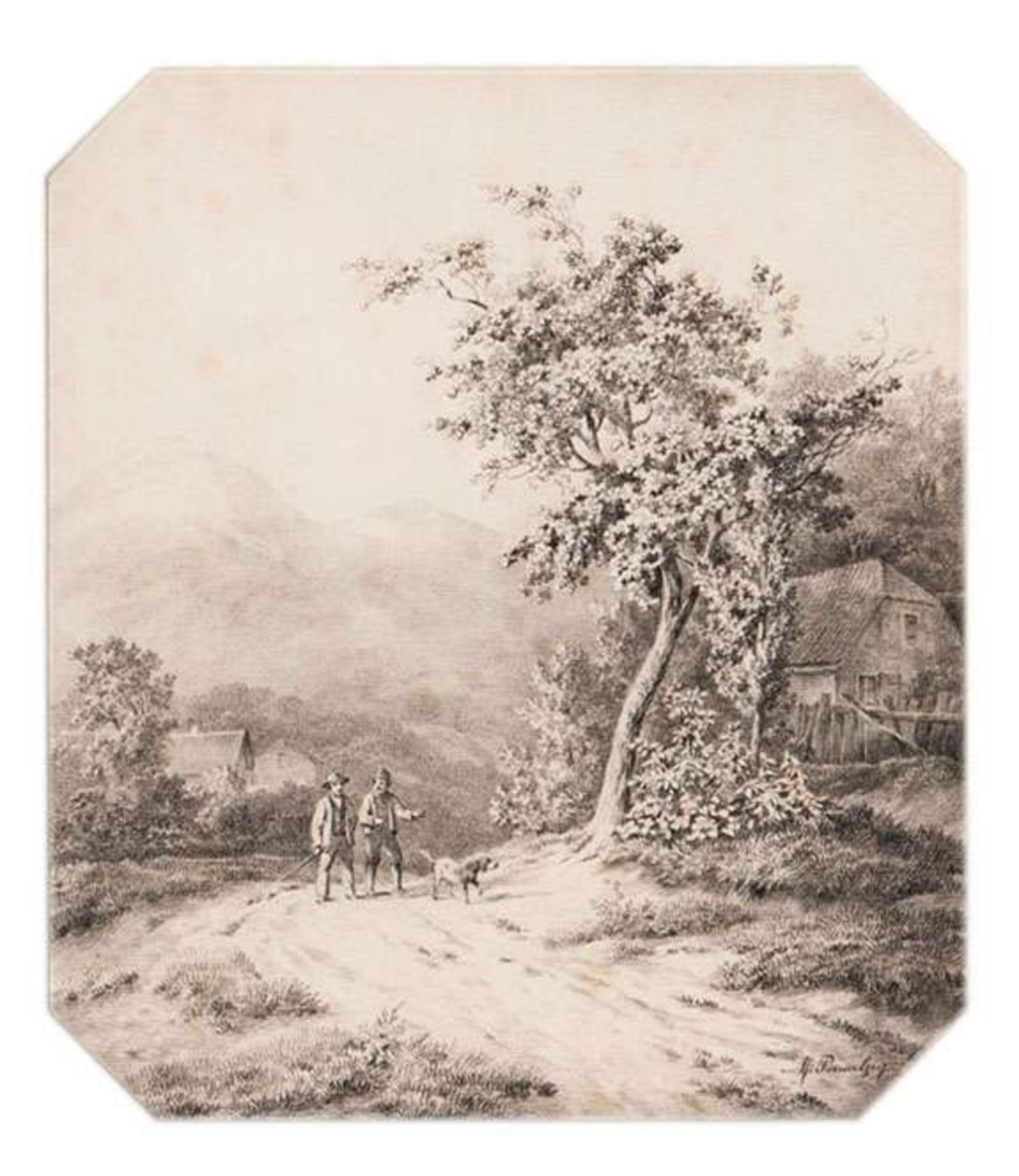 Martinus Pouwelsen (Groningen 1806 - Antwerpen 1891) Paar Zeichnungen: Ländliche Figurenszenen