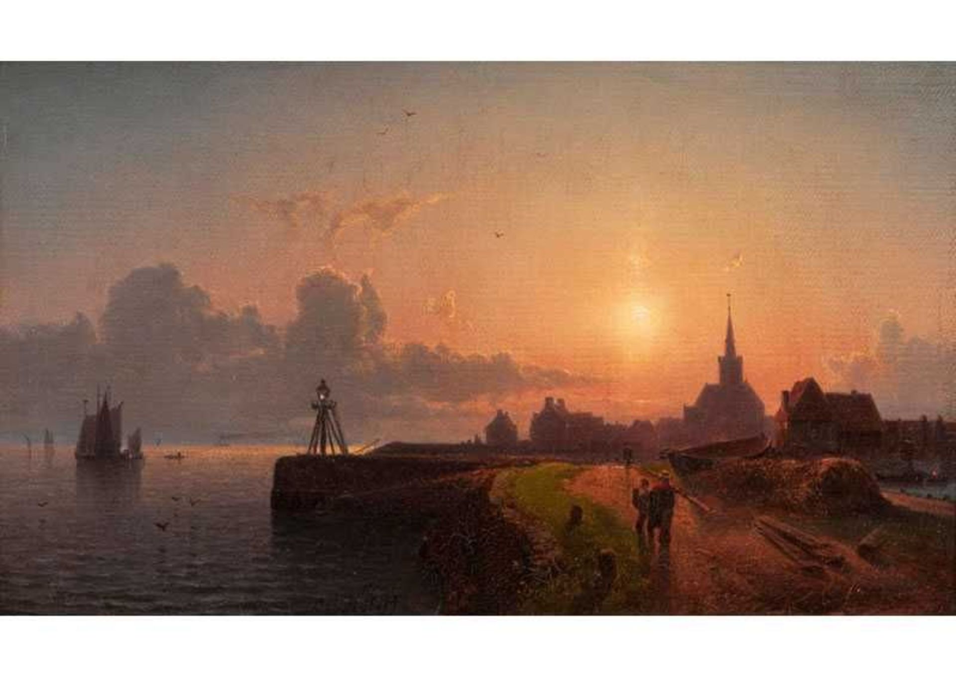 Carl Adloff (Düsseldorf 1819 - Düsseldorf 1863) Mondnacht an der Küste Öl/Lw., 20 x 33,5 cm, l. u.