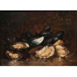 Hubert Bellis (Brüssel 1839 - Brüssel 1902) Stilleben mit Austern und Miesmuscheln Öl/Holz, 23 x