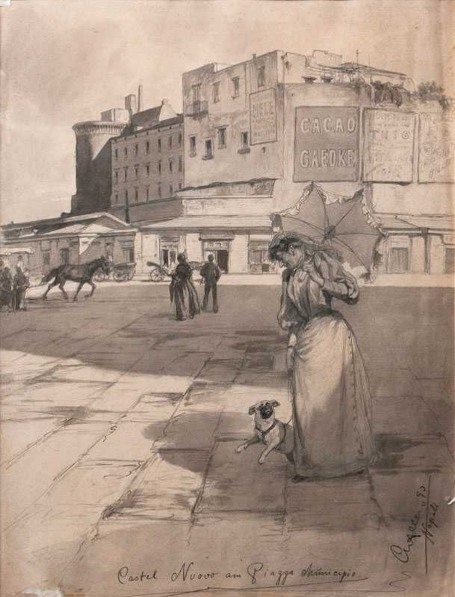 Christian Wilhelm Allers (Hamburg 1857 - Karlsruhe 1915) Castel Nuovo an der Piazza Municipio